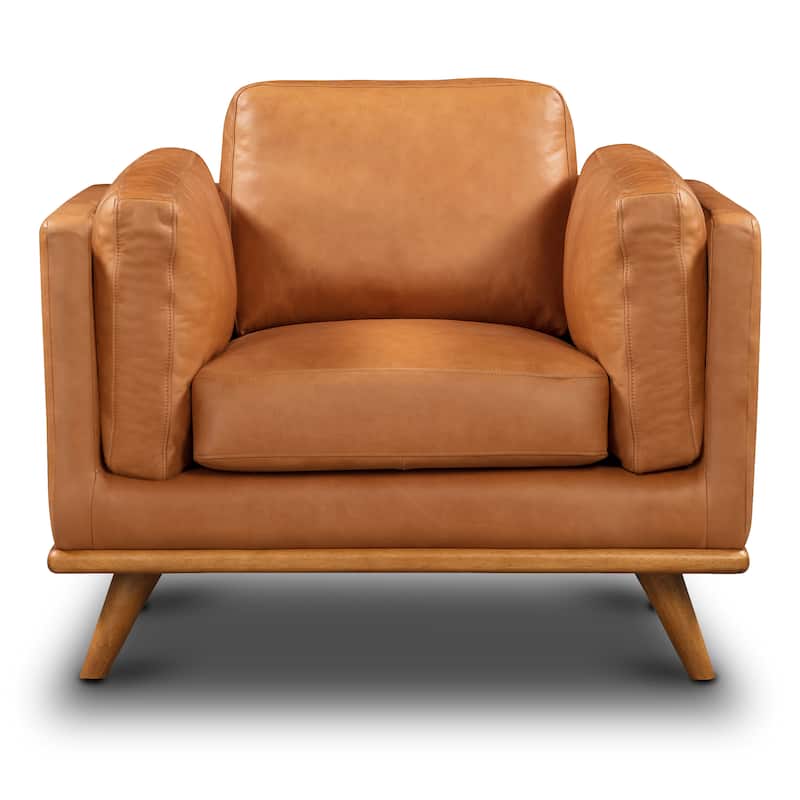 Poly and Bark Cadiz Lounge Chair - Genuine Italian Leather - Saddle Tan