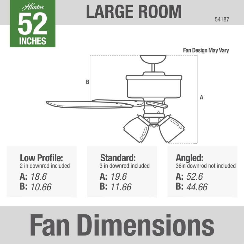 Hunter 52" Bennett Ceiling Fan with Bowl LED Light Kit and Handheld Remote - Transitional, Modern Farmhouse