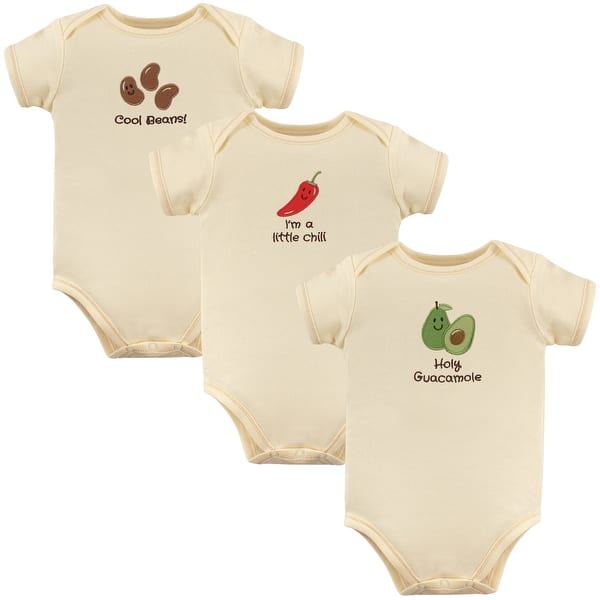 slide 1 of 1, Touched by Nature Organic Cotton Bodysuits 3pk, Guacamole 0-3 Months - Guacamole