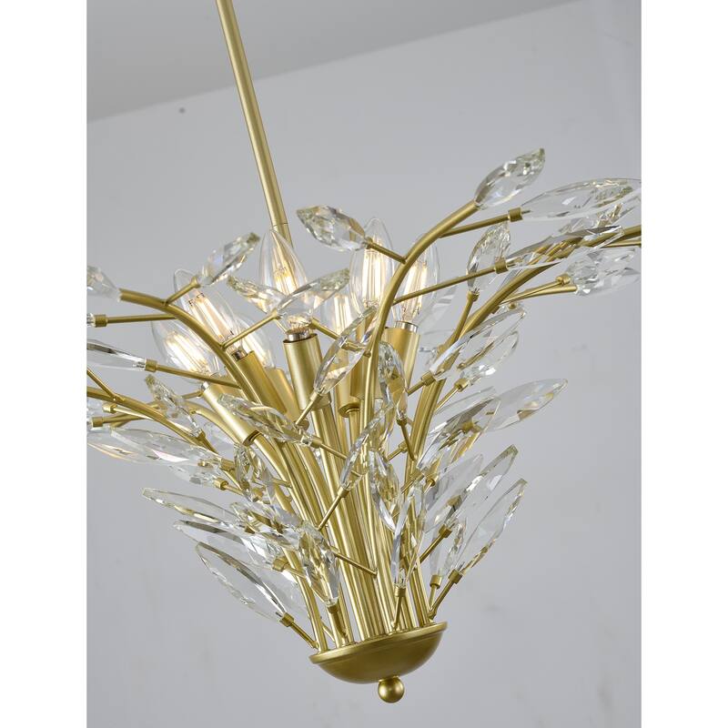 7-Light Gold Branch Chandelier With Clear Crystal Accents