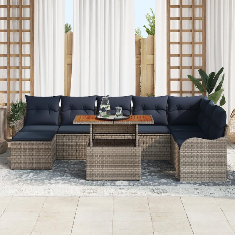 vidaXL 9 Piece Garden Sofa Set with Cushions - 113.2×73×27.2