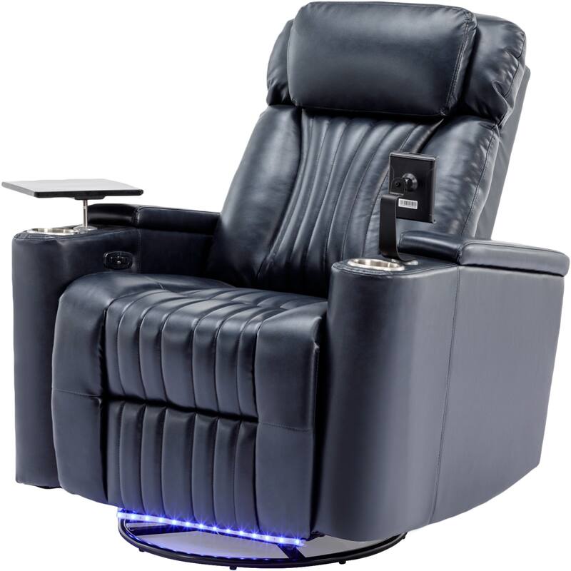 270° Power Swivel Lift Recliner Chair with Cell Phone Stand & Cup Holders, Swivel Tray Table, Lazy Boy Sofa Chair for Home
