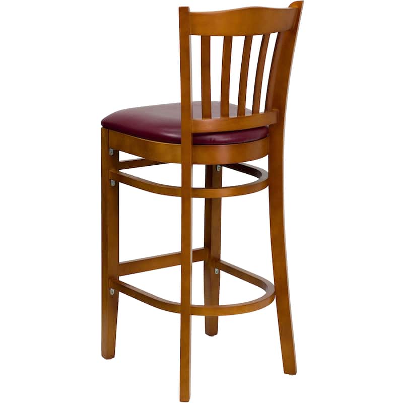 2Pk Vertical Slat Back Wood Restaurant Barstool - Hospitality Seating