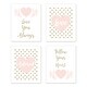 preview thumbnail 1 of 4, Sweet Jojo Designs Blush Pink Gold Polka Dot Heart Amelia Collection Wall Decor Art Prints (Set of 4) - Love You Always