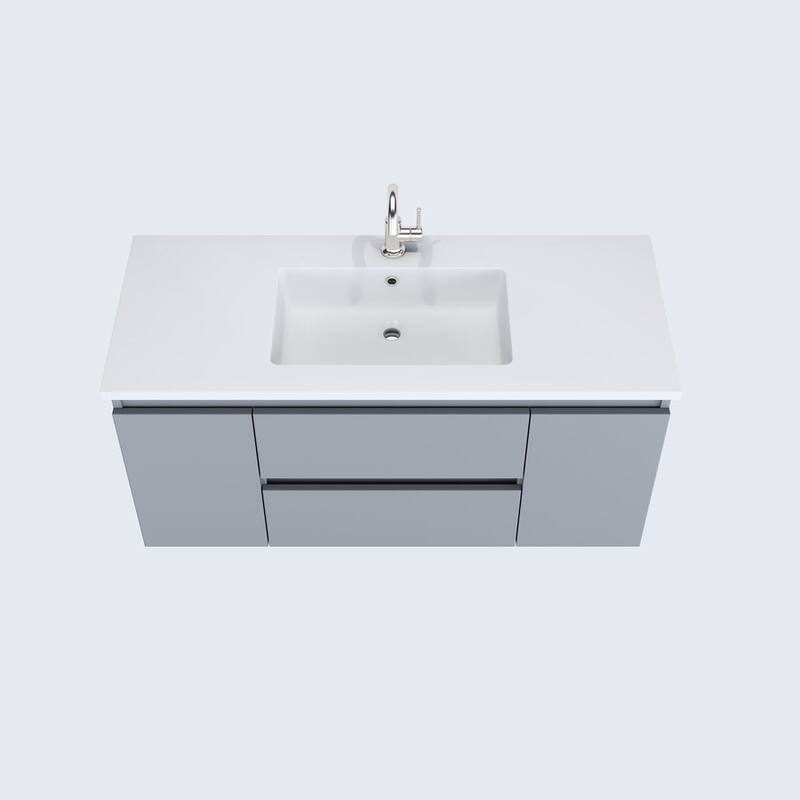 Volpa USA Salt 48-Inch Wall Mounted Floating Bathroom Vanity Set