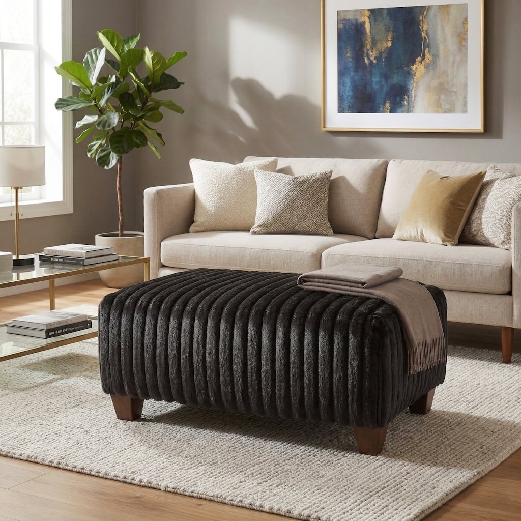 Roundhill Furniture Nolan Contemporary Upholstered Cocktail Ottoman