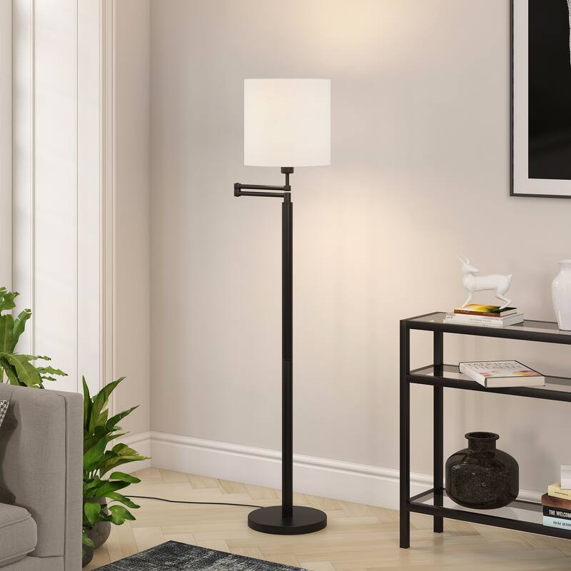 Moby Swing Arm Floor Lamp with Fabric Empire Shade - 62" Tall