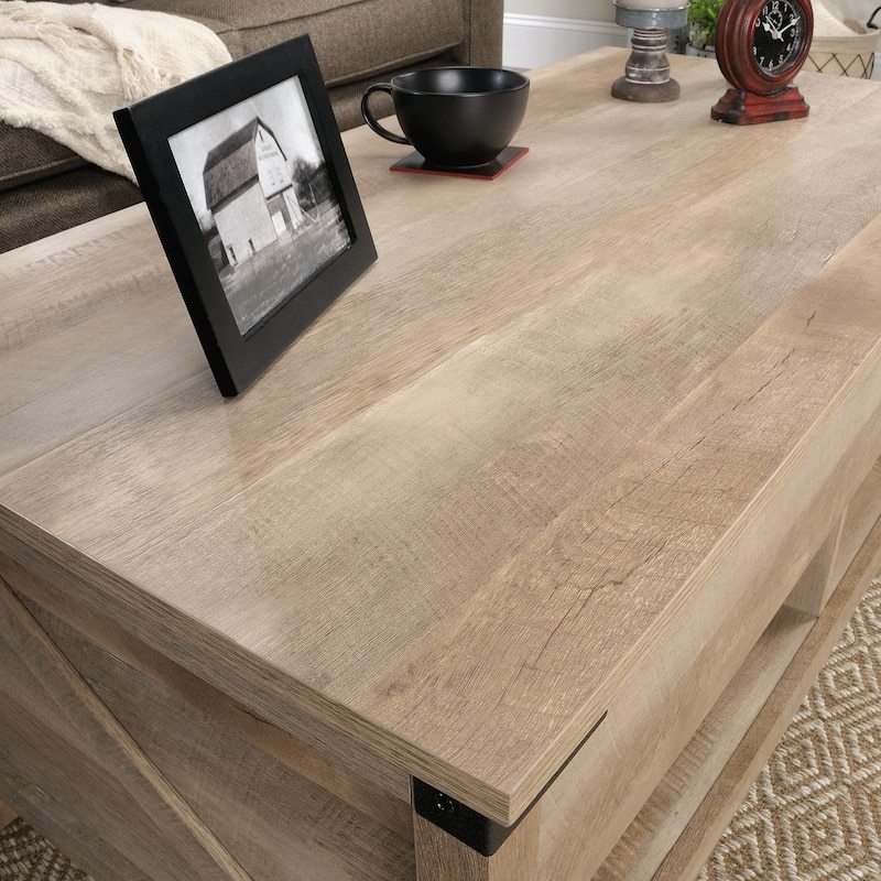 Lift-top Coffee Table, Brown finish,Top lifts up and forward to create versatile work surface for snacking