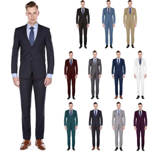 slide 1 of 23, Braveman Men's Formal Two Piece 2-Piece Slim Fit Cut Suit Set