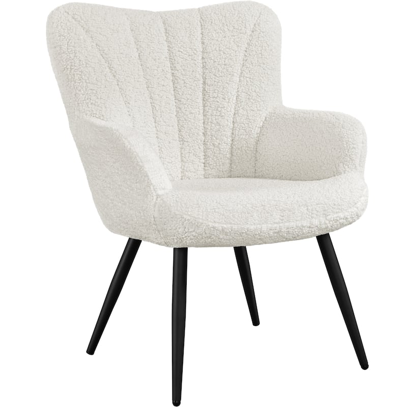 Yaheetech Modern Fabric Accent Chair Pleated Curved Back Armchair
