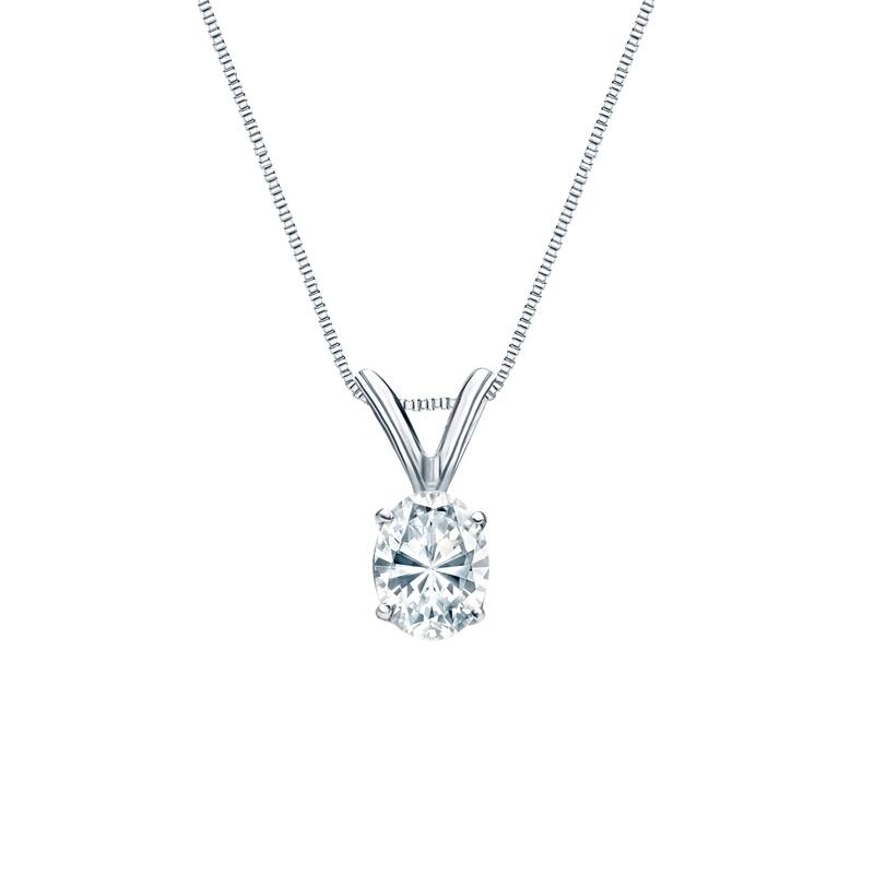 Auriya 18k Gold 0.30ctw Oval Solitaire Lab Grown Diamond Necklace 4-Prong Basket (H-I VS) - 0.3 - White