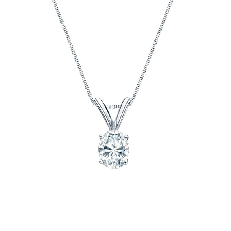 Auriya Platinum 0.45ctw Oval Solitaire Lab Grown Diamond Necklace 4-Prong Basket (F-G VS) - 0.45