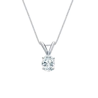 Auriya Platinum 0.45ctw Oval Solitaire Lab Grown Diamond Necklace 4-Prong Basket (F-G VS) - 0.45