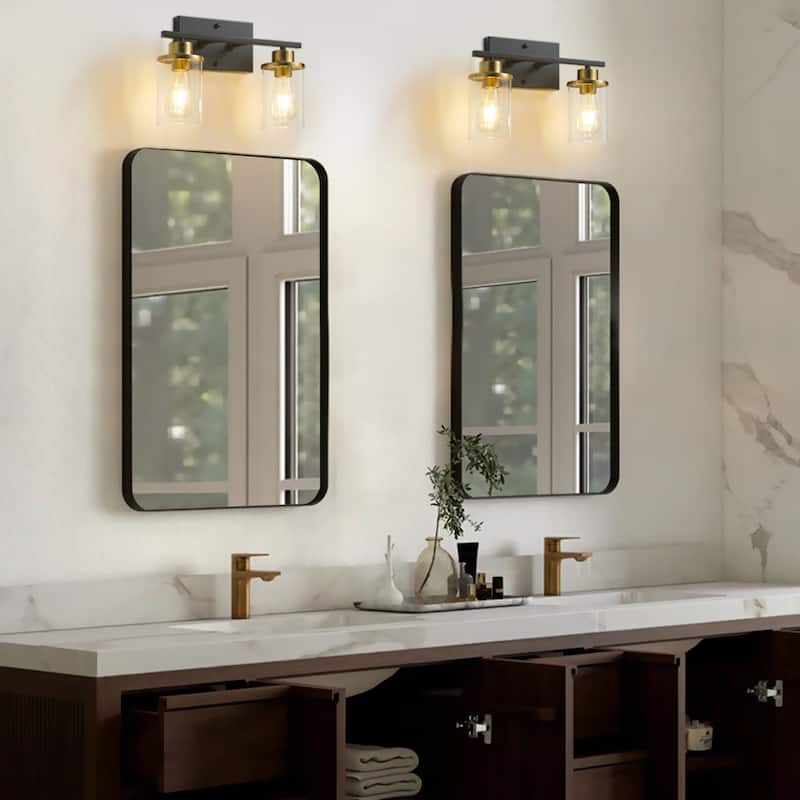 Starsky 2-Lights Modern Dimmable Bathroom Vanity Light with Glass Shade