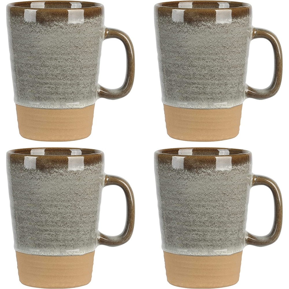 Set of 4 Create by Just Mugs Espresso Cup and Saucer Brown & Tan Fancy A  Strong