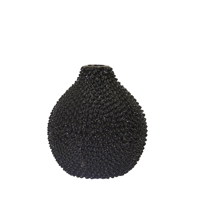 Sagebrook Home Modern Glam Textured Vase - 9.5" x 9.5" x 10.0" - Black