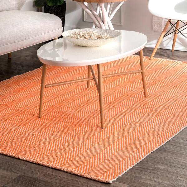 Shop Nuloom Orange Handmade Flatweave Herringbone Chevron Cotton Area Rug 6 X 9 Overstock 22102037