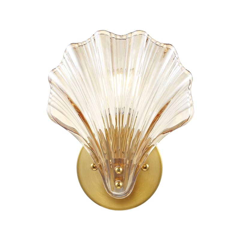 SAFAVIEH Lighting Lidija 5-inch Shell Wall Sconce with Bulbs (Set of 2) - 8 In. W x 5.5 In. D x 9.5 In. H