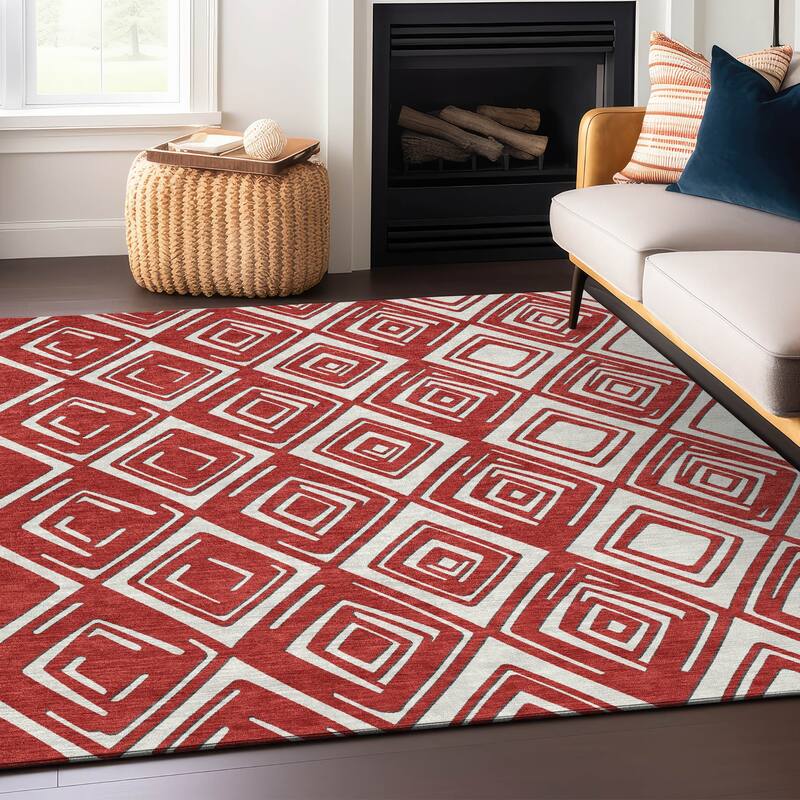 Machine Washable Indoor/ Outdoor Chantille Contemporary Diamonds Rug