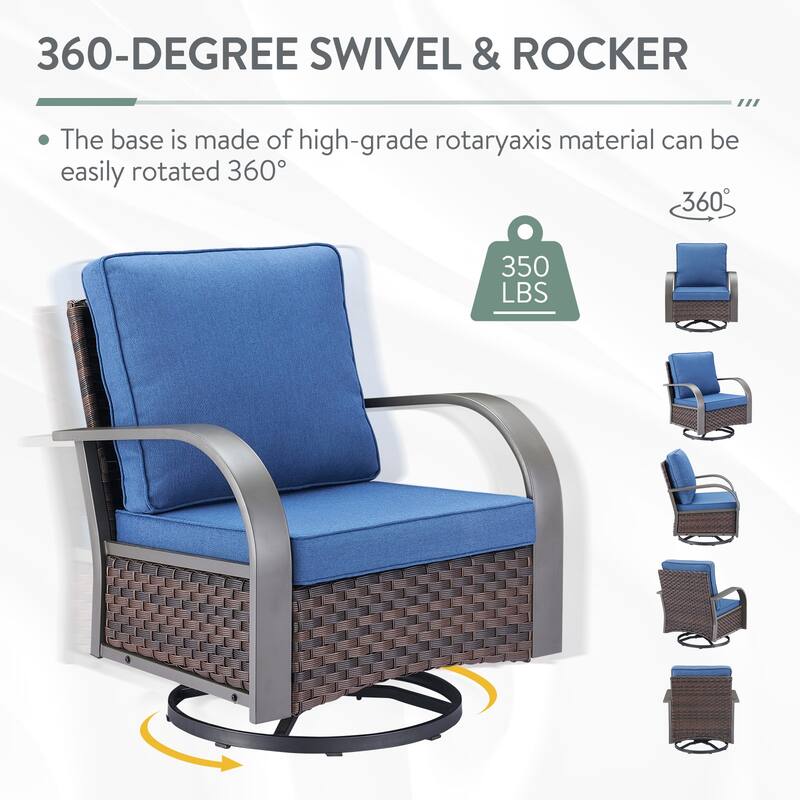 Patio Swivel Rocker Chair Glider Chair with Ottomans
