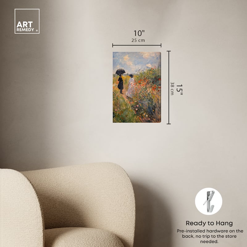 Art Remedy A Stroll Through The Flowers Gallery Wrapped Impressionism 1 Piece Canvas Wall Art