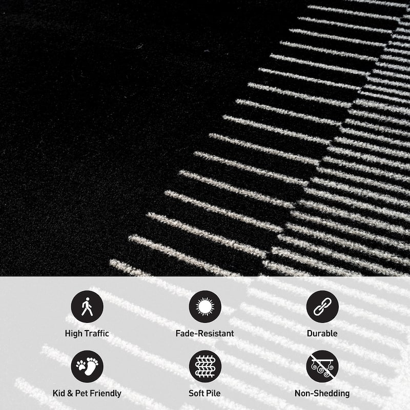 World Rug Gallery Modern Abstract Bordered Area Rug for Living Room, Bedroom, or Entryway - Low Pile Indoor Rug