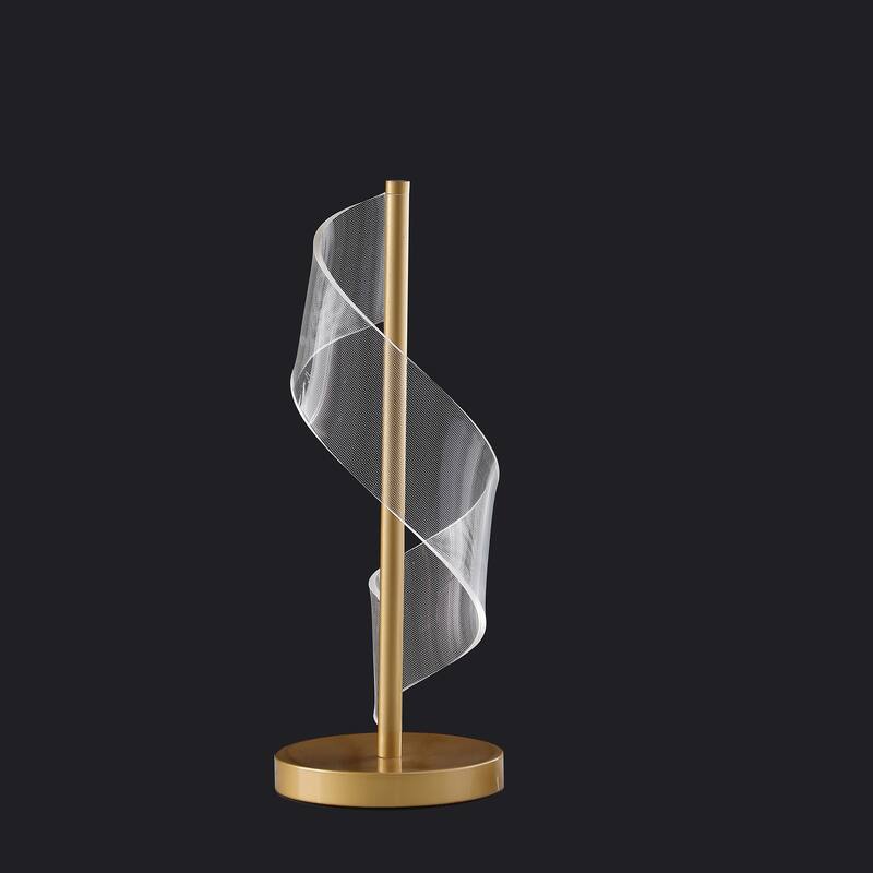 Modern Table Lamp - Gold Wave Design - Bedroom Living Room Desk Lamp - 18.75 Inch