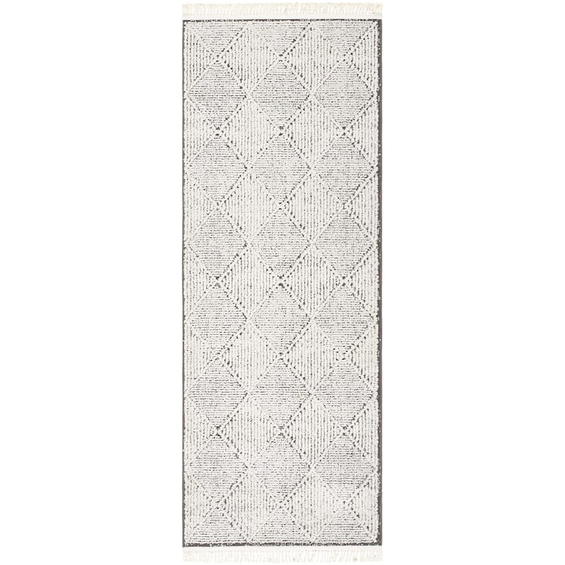 Livabliss Berlin Modern & Contemporary Diamond Area Rug - Ivory/Black - 2' 7" x 7' 3"