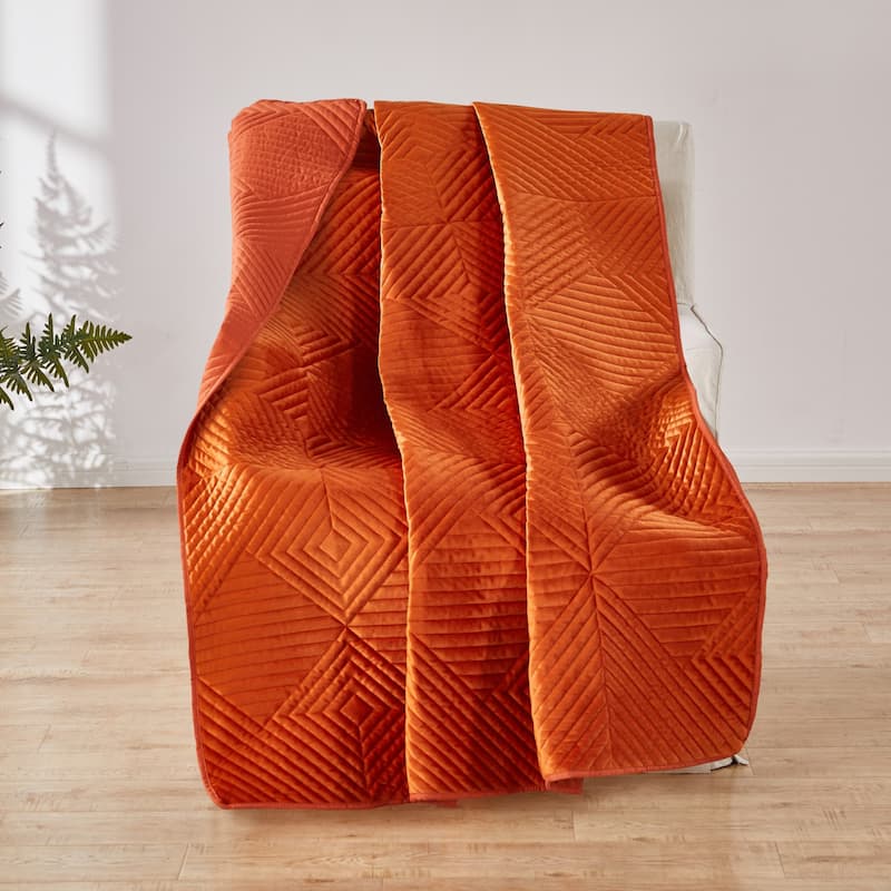Barefoot Bungalow Riviera Velvet Quilted Modern Throw Blanket
