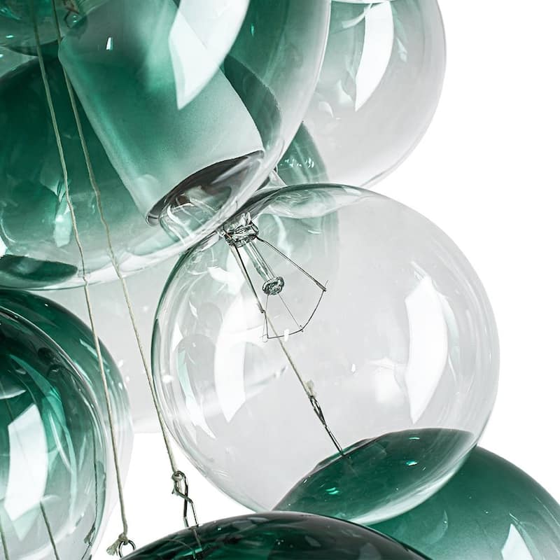 Creative 3-Light Cluster Clear Glass Bubble Chandelier For Dining Room - 15.7 in