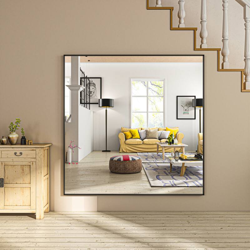 Organnice Rectangular Mirror Modern Black Frame Bathroom Vanity Mirror Clean Glass - 48"L*36"W