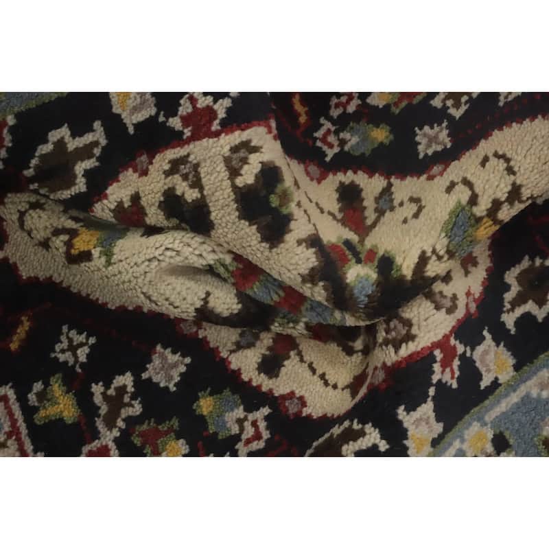 Hand-knotted Transitional Wool Carpet Blue Oushak Rug Oriental Carpet Floral Area Rug Oriental Carpet - 8' 0'' X 2' 7''