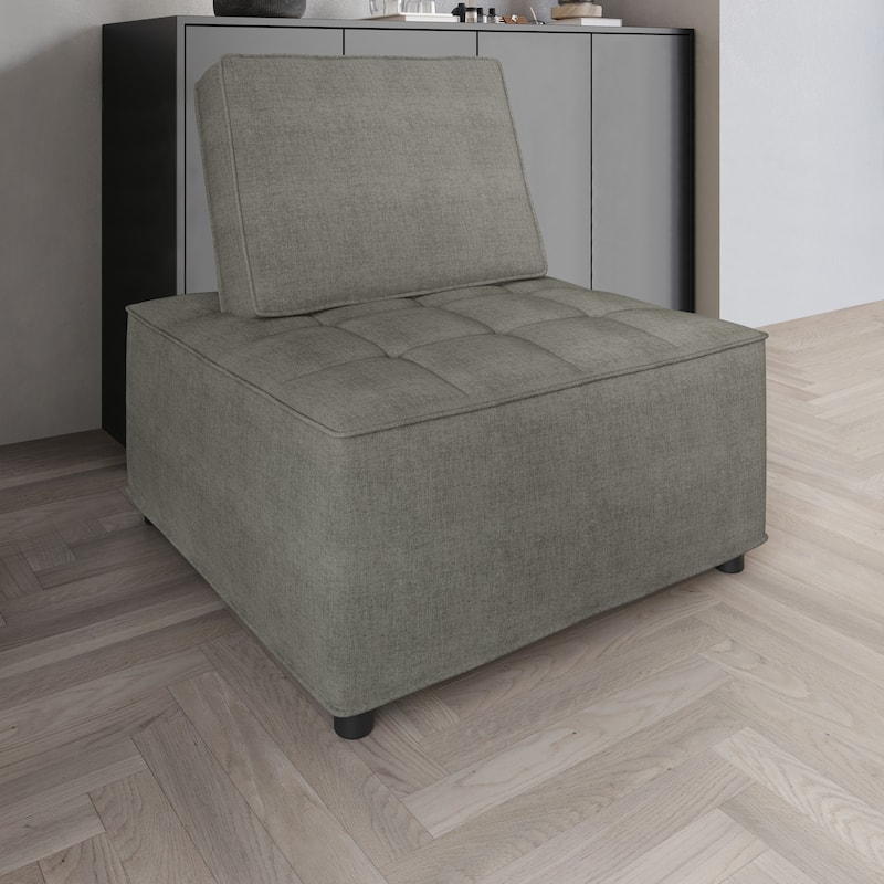 Clayfell Lancy Linen Tufted Square Accent Chair