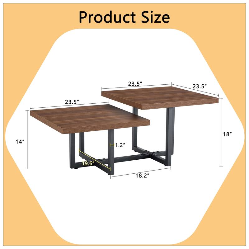 Modern and Scandinavian Styles-Dark Walnut Double-Deck Coffee Table
