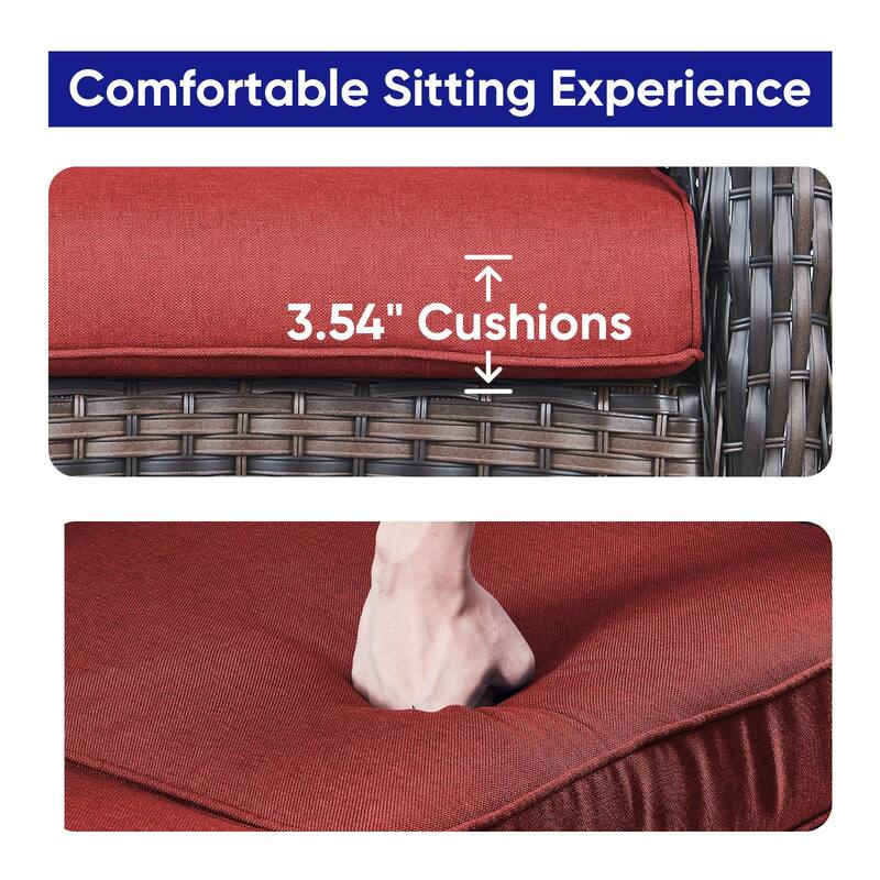 Gymojoy 3-Seat Outdoor Durable Sofa with Cushions, All-Weather PE Wicker