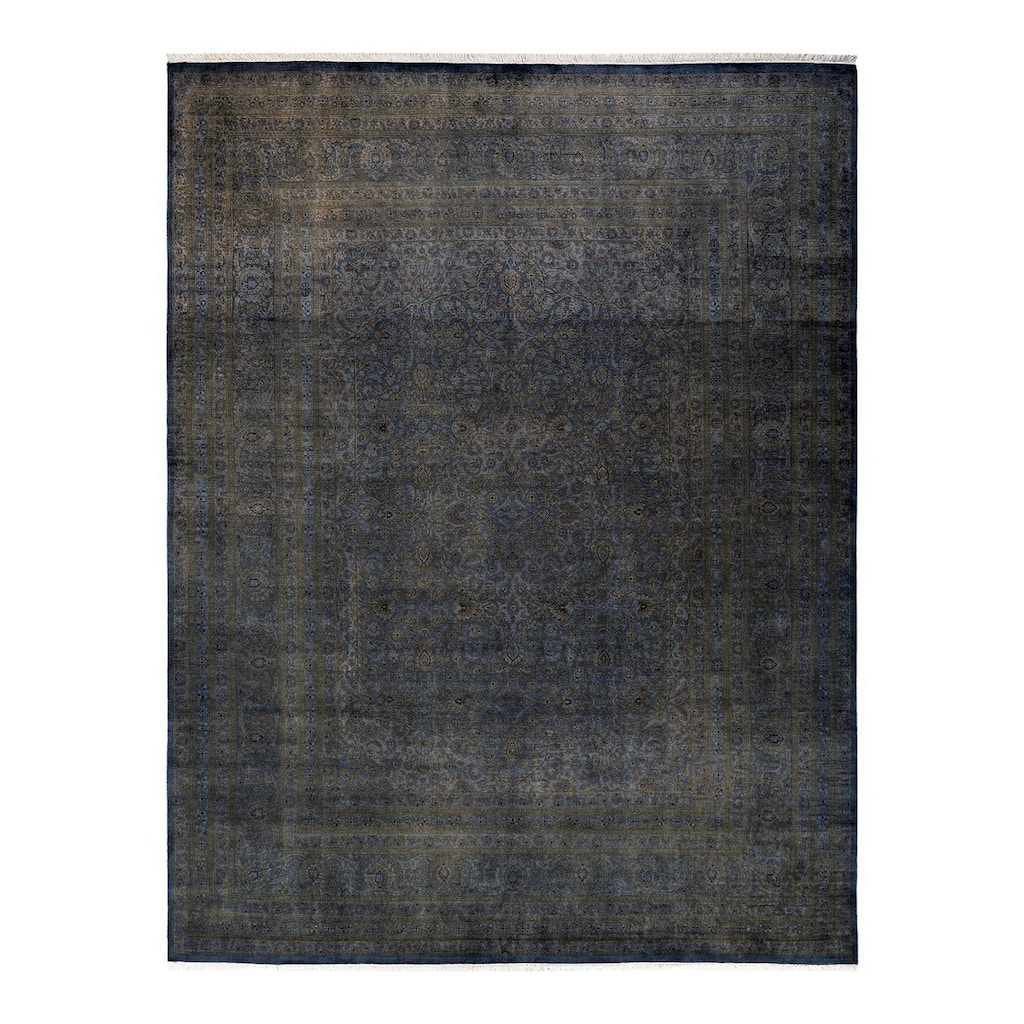 Overton Hand Knotted Wool Vintage Inspired Modern Contemporary Overdyed Gray Area Rug - 7' 10" x 10' 4"