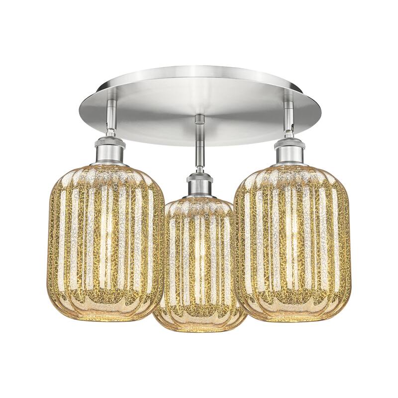 Innovations Lighting Endless Possibilities Ballston - Preston - 3 Light 19" Jar Shade Flush Mount - Mercury/Satin Nickel