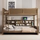 preview thumbnail 27 of 50, Wood Bunk Bed with Side Storage Compartment and 2 Built-in Charging Station & USB Port, Sturdy Wood Frame and Thickening Slats