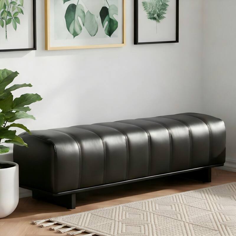 Christopher Knight Home - Modern Upholstered Dining Bench with Faux Fur Tufted Seating - Black