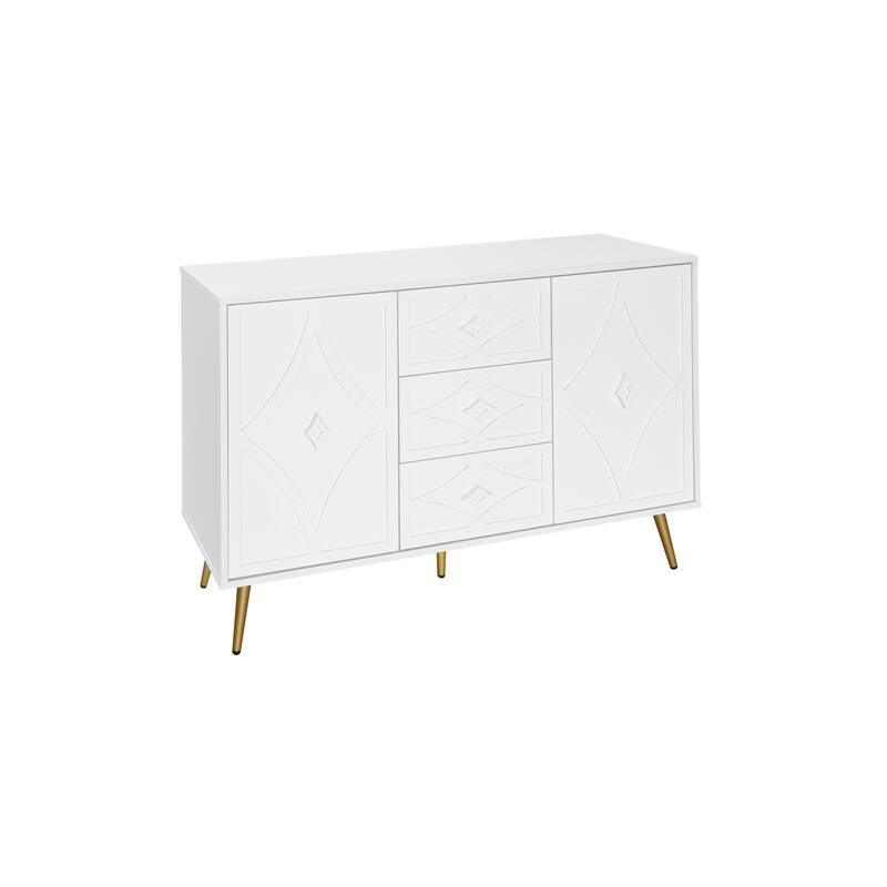2-Door, 3-Drawer Buffet Cabinet - Adjustable Shelf for Living Room or Kitchen Use