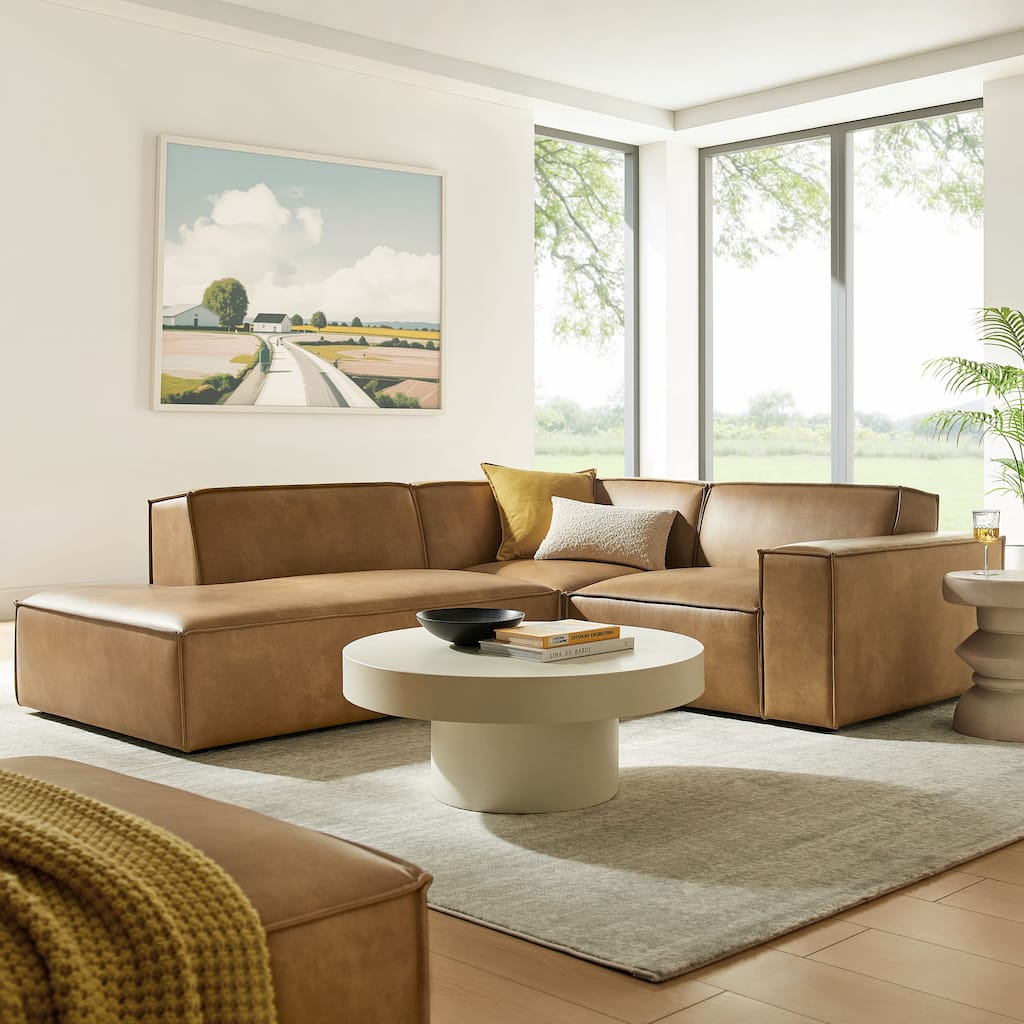 Restore 3-Piece Vegan Leather Modular L-Shaped Sectional Sofa