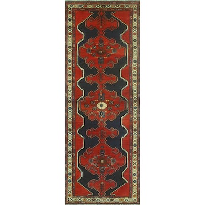 Fine Vintage Distressed Ruben Red/Navy Runner - 3'5" x 9'7"