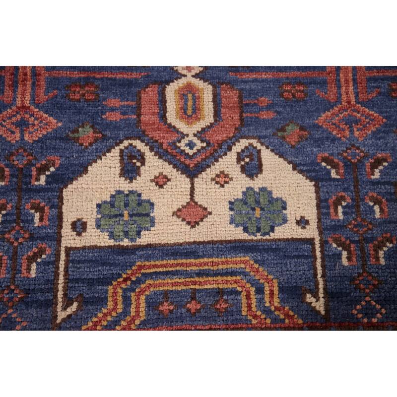 Geometric Orange Sirjan Area Rug Handmade Oriental Wool Carpet - 7'9"x 9'10"