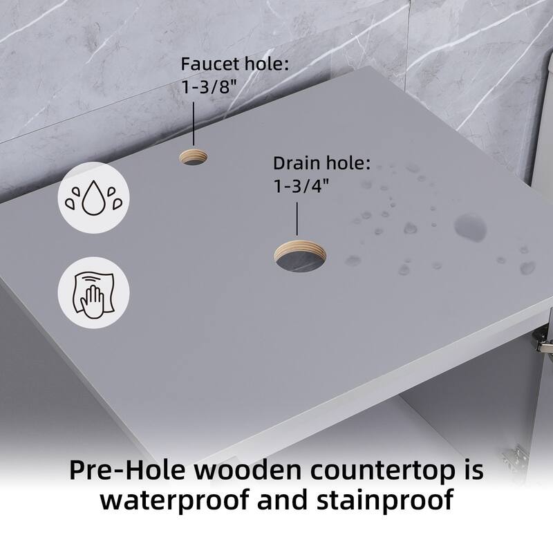 48" Bathroom Vanity Set Vessel Sink Faucet W/ Small Cabinet Combo