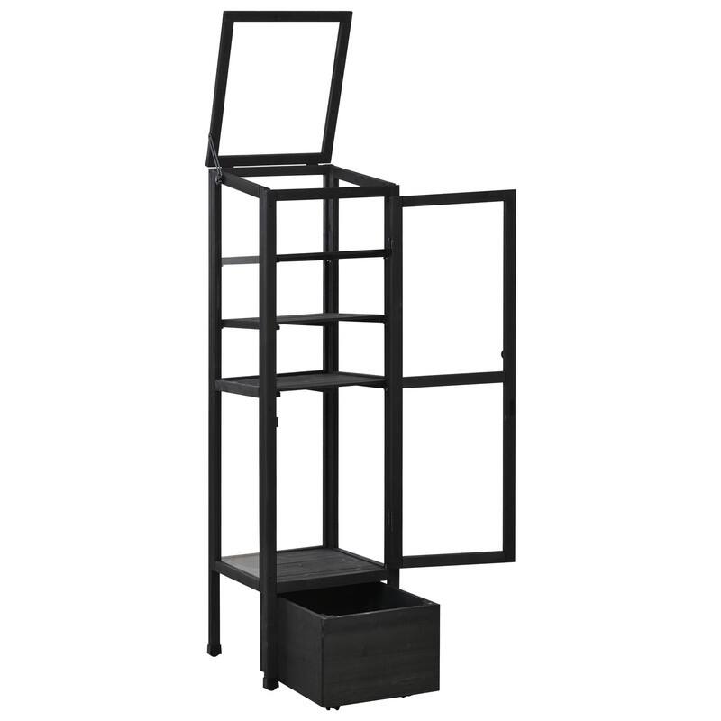 62.4inch Height Wood Garden Greenhouse Balcony Portable Mini Cold Frame with Movable Box
