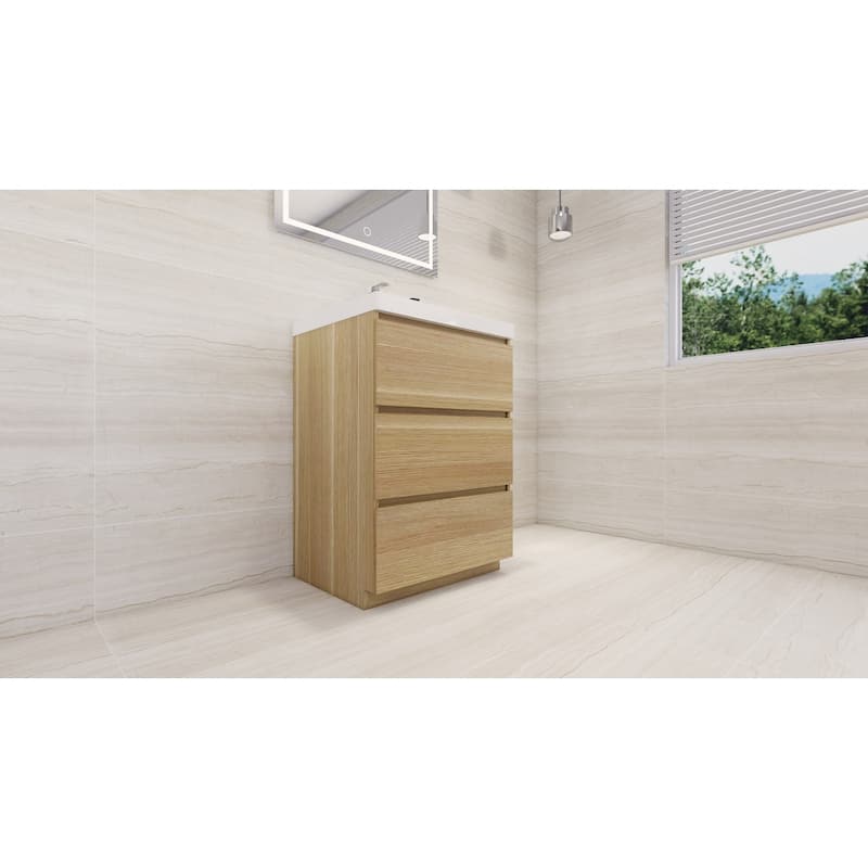 Angeles 24" freestanding bath vanity with single basin reinforced acrylic top