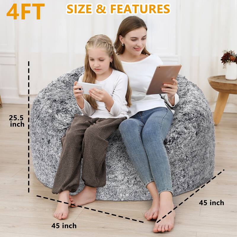 Fluffy Bean Bag Covers Only, Soft PV Velvet Bean Bag Chair Cover for Living Room Bedroom, No Filling