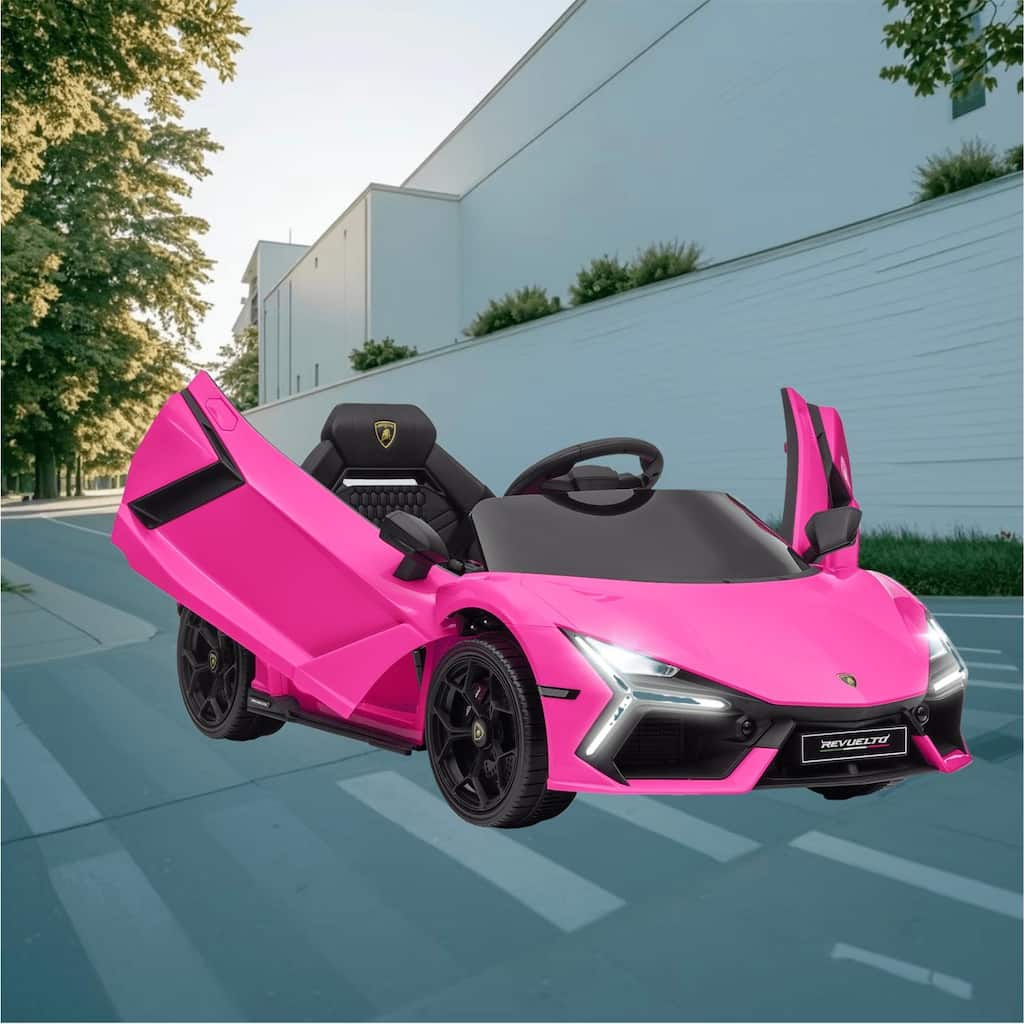 Lamborghini Revuelto Licensed Electric 12V Ride-On Car for Kids with Hydraulic Butterfly Doors, 3 Speeds, and Remote Control