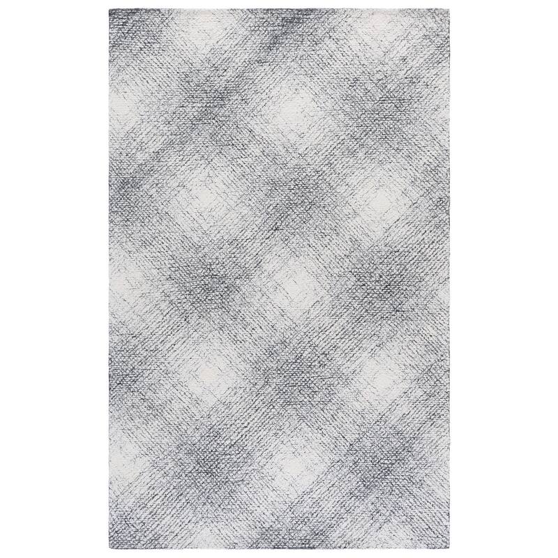 SAFAVIEH Handmade Abstract Izeta Wool Rug - Ivory/Black - 4' x 6'