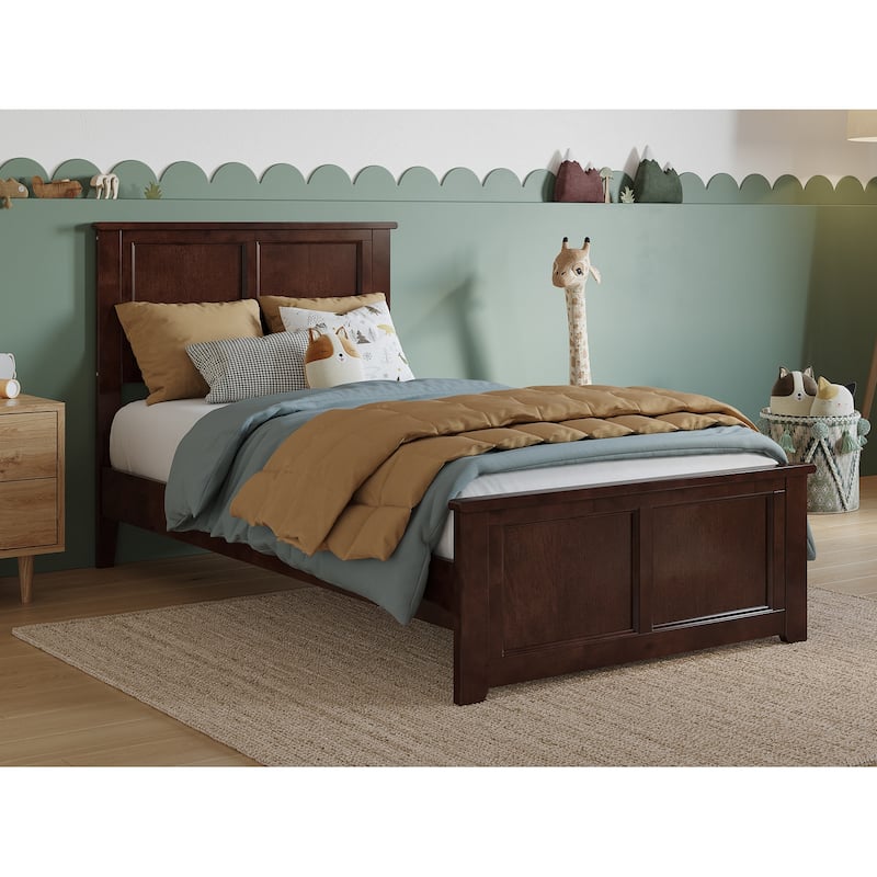 Charlotte Solid Wood Low Profile Platform Bed with Matching Footboard - Walnut - Twin